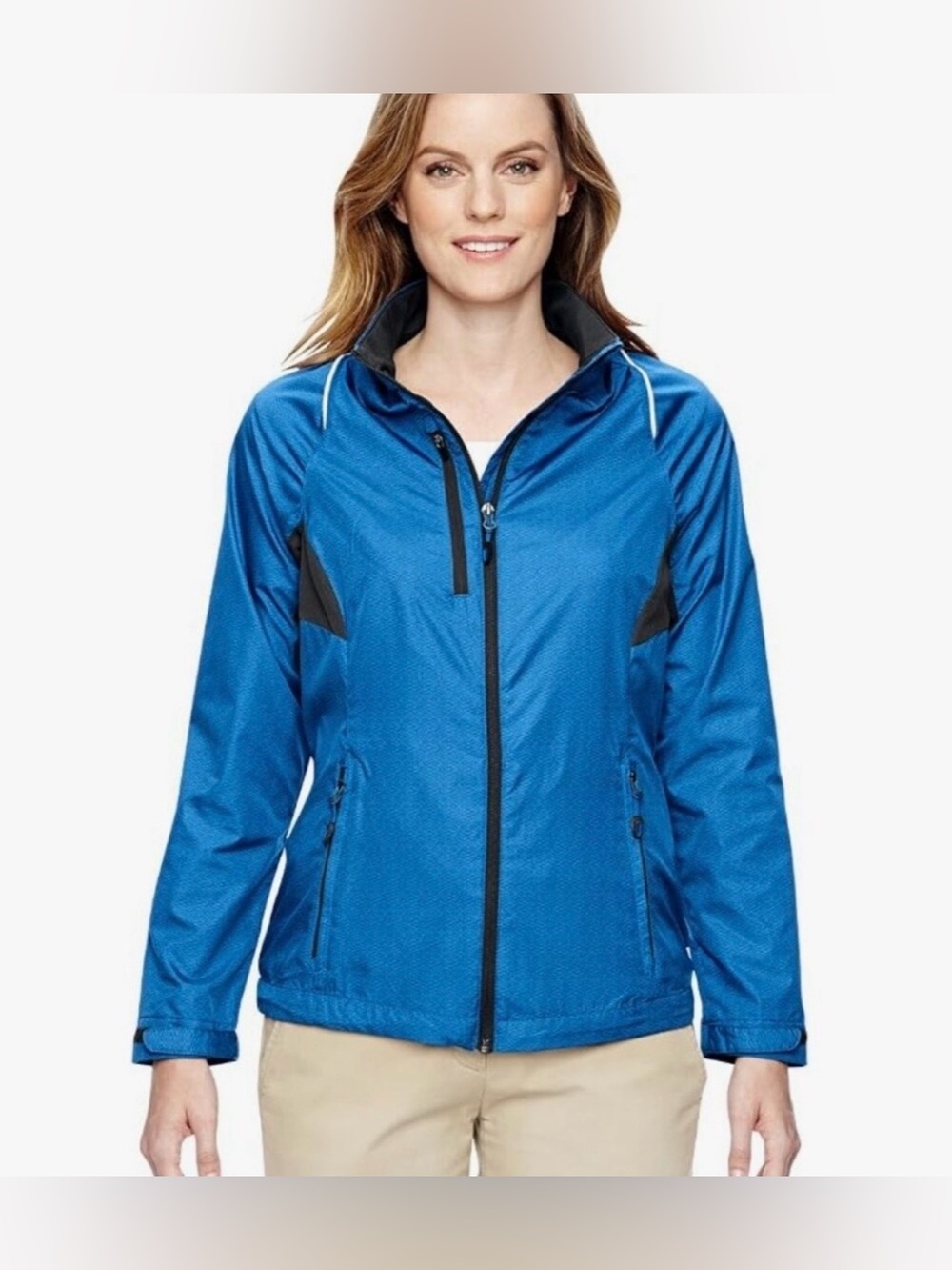 Team 365 Ladies' Dominator Waterproof Jacket Sport Royal black contrast panels